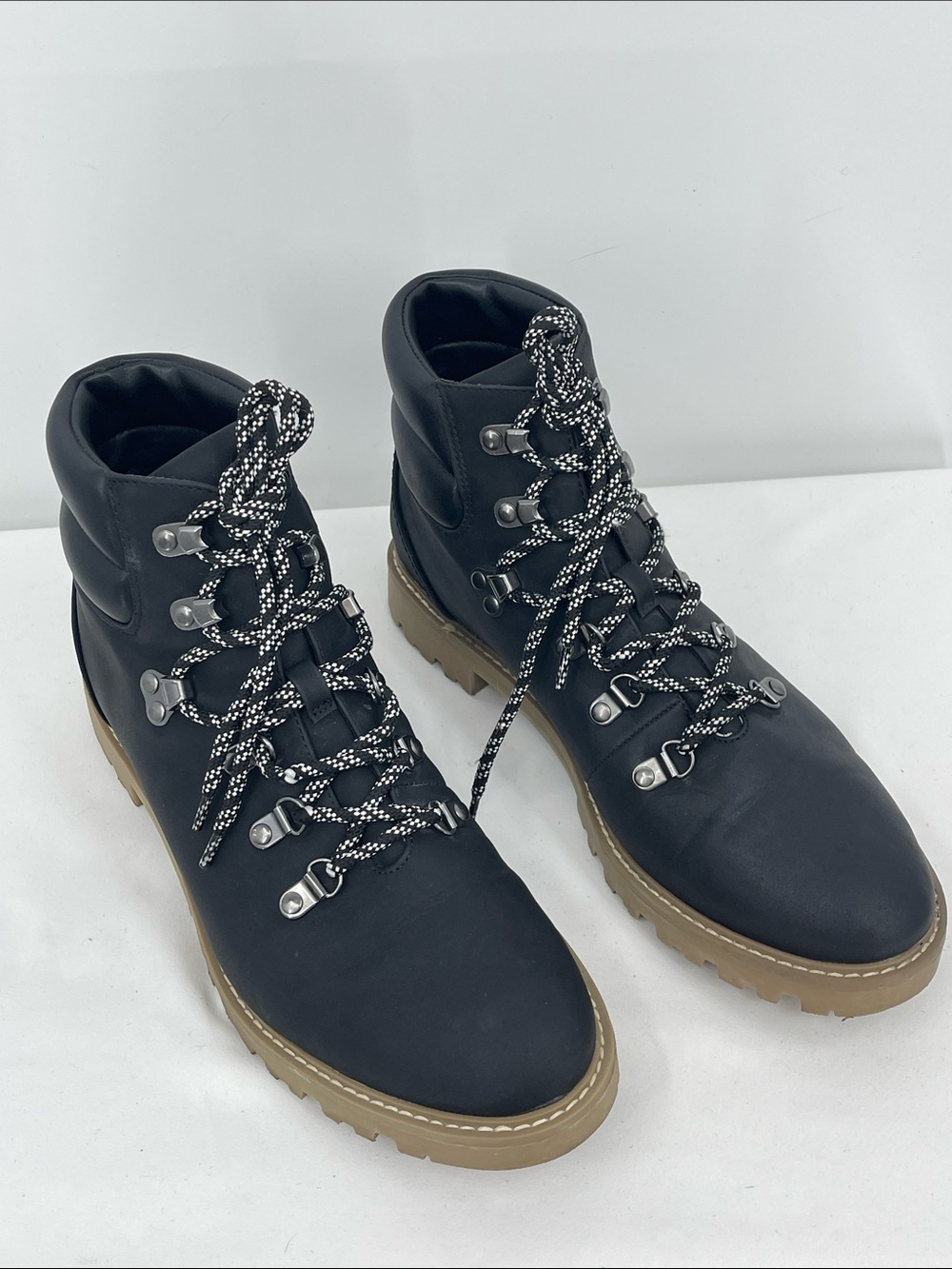 UNIVERSAL THREAD Target Black Combat Boots with Tan Lug Sole WOMENS size 11